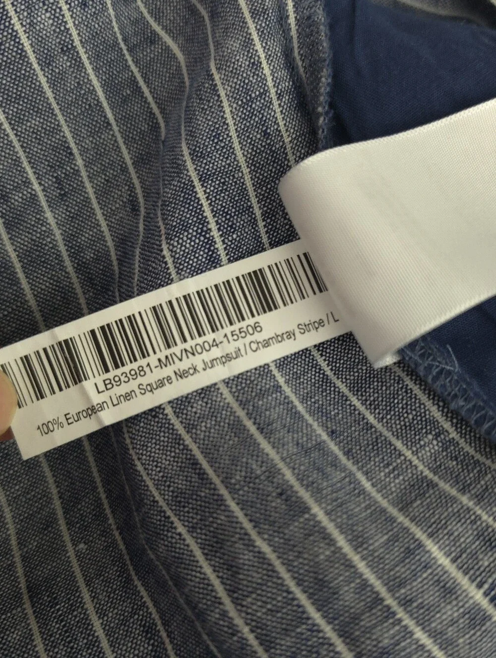 Quince 100% European Linen Square Neck Jumpsuit In Chambray Stripe